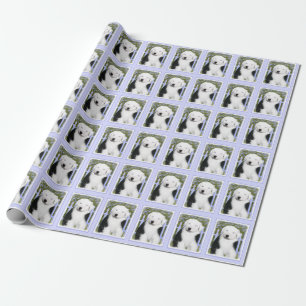 Old English Sheepdog Puppy Painting - Dog Art Wrapping Paper