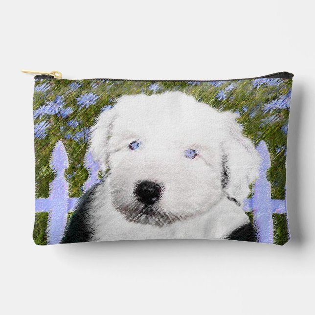 Old English Sheepdog Puppy Painting Pet Dog Art Accessory Pouch (Front)
