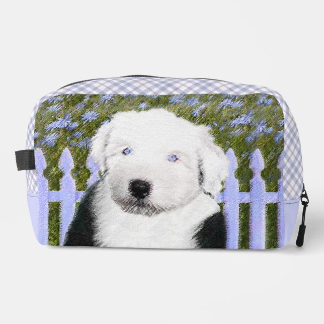 Old English Sheepdog Puppy Painting Pet Dog Art Dopp Kit (Front)