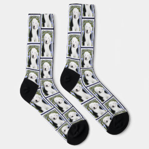 Old English Sheepdog Puppy Painting Pet Dog Art Socks