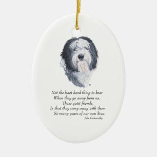 Old English Sheepdog Rainbow Bridge Ceramic Tree Decoration