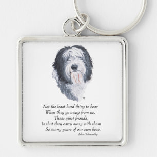 Old English Sheepdog Rainbow Bridge Key Ring