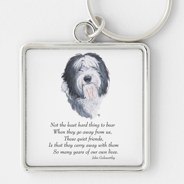 Old English Sheepdog Rainbow Bridge Key Ring (Front)