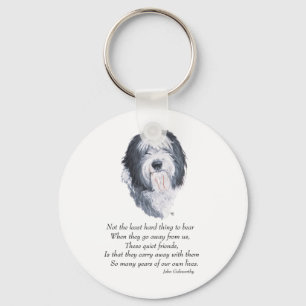Old English Sheepdog Rainbow Bridge Key Ring