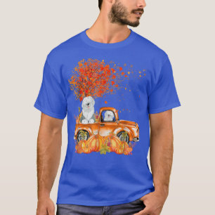 Old English Sheepdog Riding Truck Pumpkin Autumn L T-Shirt