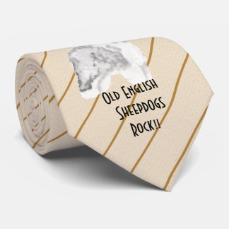 Old English Sheepdog Rock - printed both side Tie