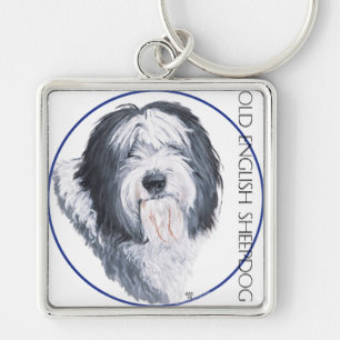 Old English Sheepdog Rondelle Key Ring