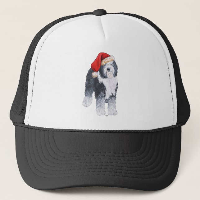 Old English Sheepdog Santa Hat (Front)
