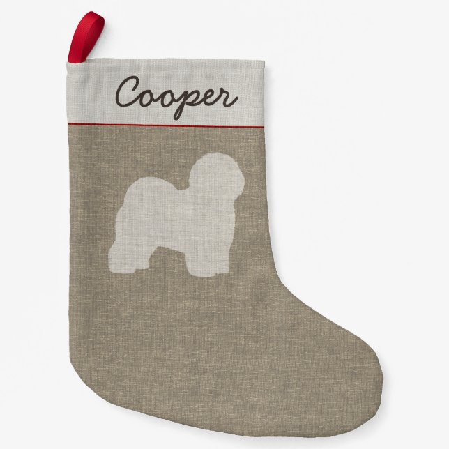 Old English Sheepdog Silhouette Dog Breed Holiday Small Christmas Stocking (Front)