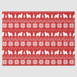 Old English Sheepdog Silhouettes Christmas Pattern Tissue Paper