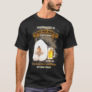 Old English Sheepdog Sitting Near Man For You T-Shirt