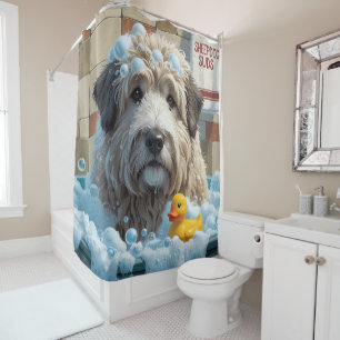 old english sheepdog Sloppy Sleepy Cute Funny Shower Curtain