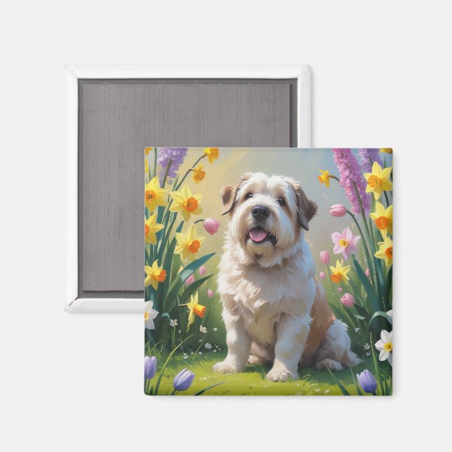 Old English Sheepdog Spring Flowers Painting Magnet (Front/Back)