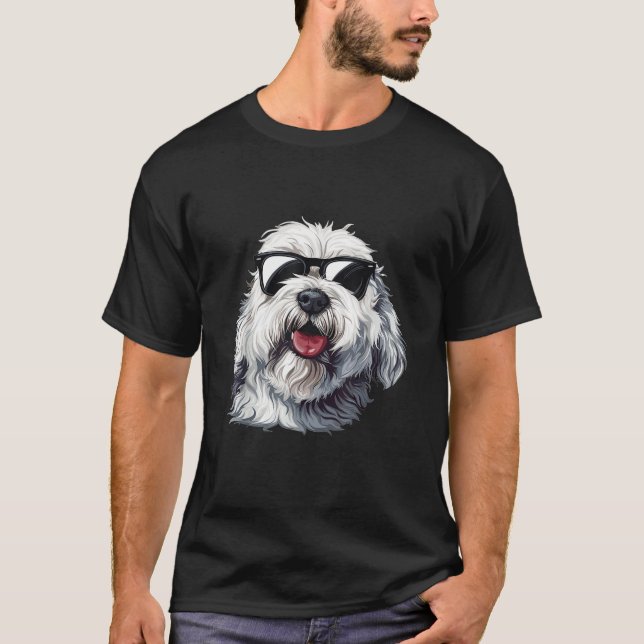 Old English Sheepdog Sunglasses Dog Breed Graphic  T-Shirt (Front)