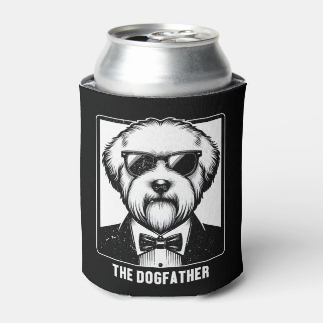 Old English Sheepdog The Dogfather Tuxedo Cool Fun Can Cooler (Can Front)