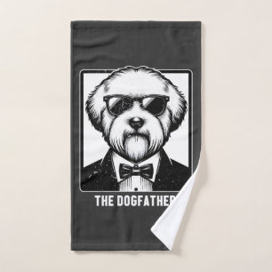 Old English Sheepdog The Dogfather Tuxedo Cool Fun Hand Towel
