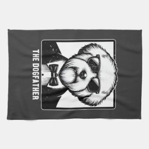 Old English Sheepdog The Dogfather Tuxedo Cool Fun Tea Towel