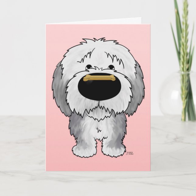 Old English Sheepdog Valentine Holiday Card (Front)