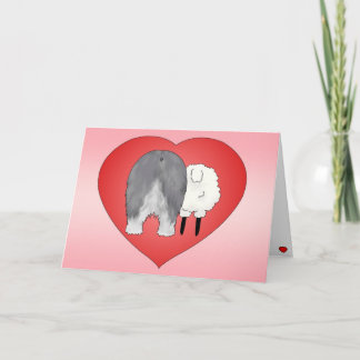 Old English Sheepdog Valentine's Day Holiday Card