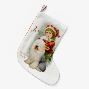 Old English Sheepdog Vintage Christmas Small Christmas Stocking