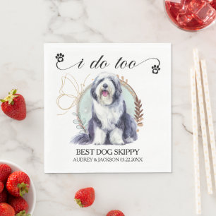Old English Sheepdog Wedding Napkins With Photo