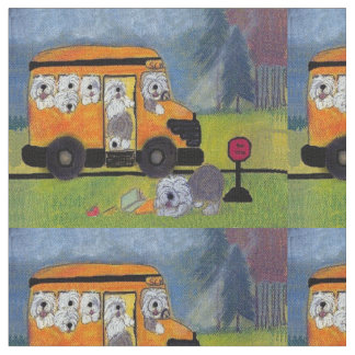 Old English Sheepdog Wigglebottom Bus Fabric
