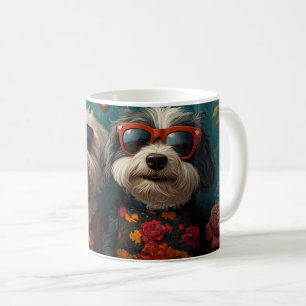 Old English Sheepdog with Roses Valentine's Day Coffee Mug