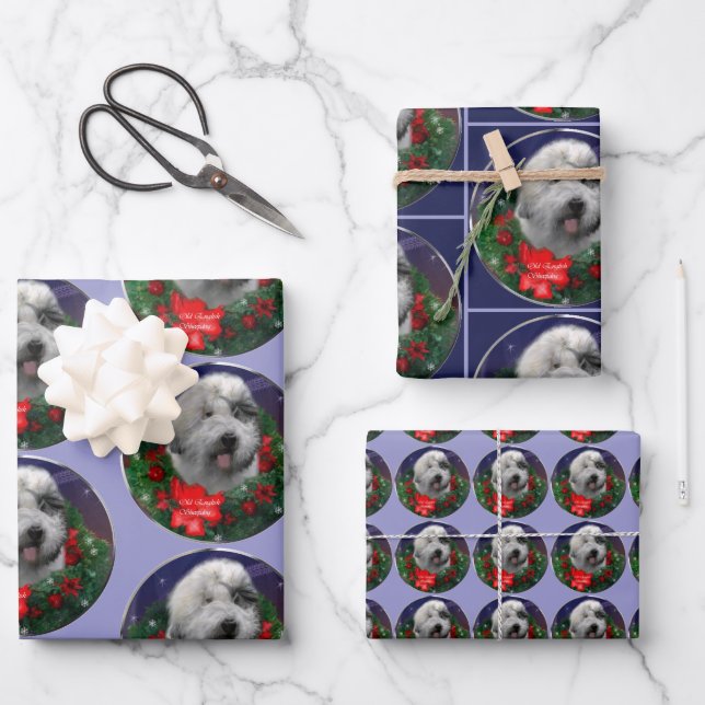 Old English Sheepdog Wrapping Paper Sheet (Front)
