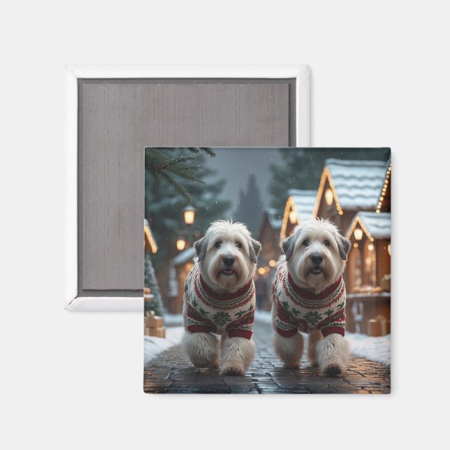Old English Sheepdogs Christmas Snow Holiday Magnet (Front/Back)