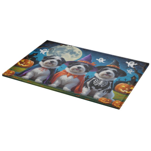 Old English Sheepdogs Pumpkin Halloween Funny Cutting Board (Corner)