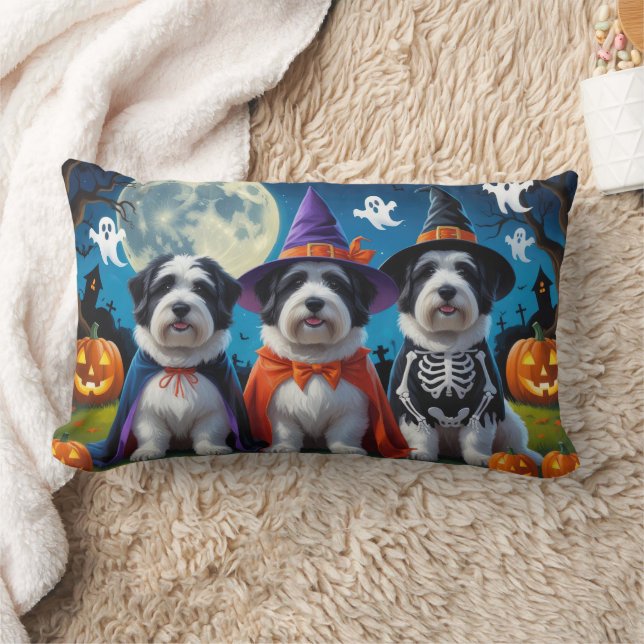 Old English Sheepdogs Pumpkin Halloween Funny Lumbar Cushion (Blanket)