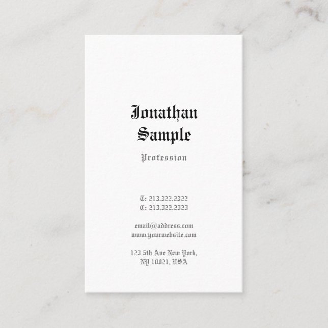 Old English Text Nostalgic Classic Look Template Business Card (Front)
