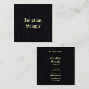 Old English Text Premium Black Gold Classic Square Business Card
