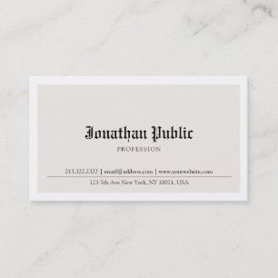 Old English Typed Nostalgic Look Plain Trendy Business Card