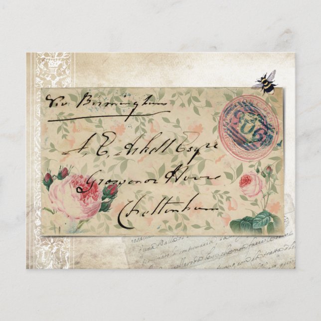 Old Envelope & Vintage Rose Scrapbook Paper (Front)