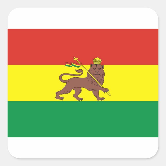 Old Ethiopian Flag with Lion of Judah Square Sticker (Front)