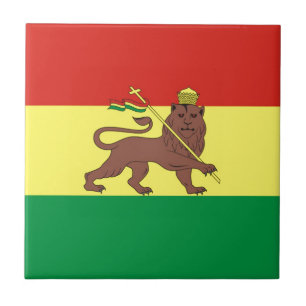 Old Ethiopian Flag with Lion of Judah Tile