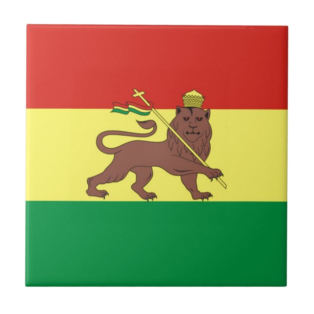 Old Ethiopian Flag with Lion of Judah Tile (Front)