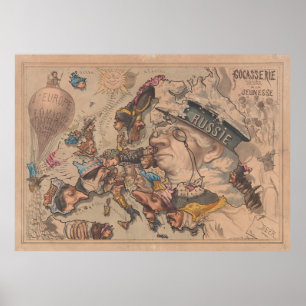 Old Europe Political Cartoon Map (1867) Poster