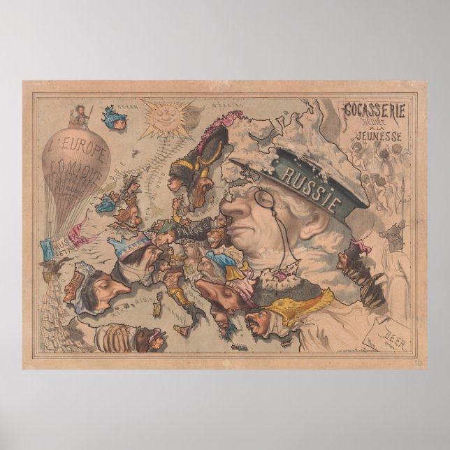 Old Europe Political Cartoon Map (1867) Poster (Front)