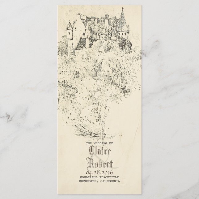 Old Fairytale Castle Wedding Programs Programme (Front)