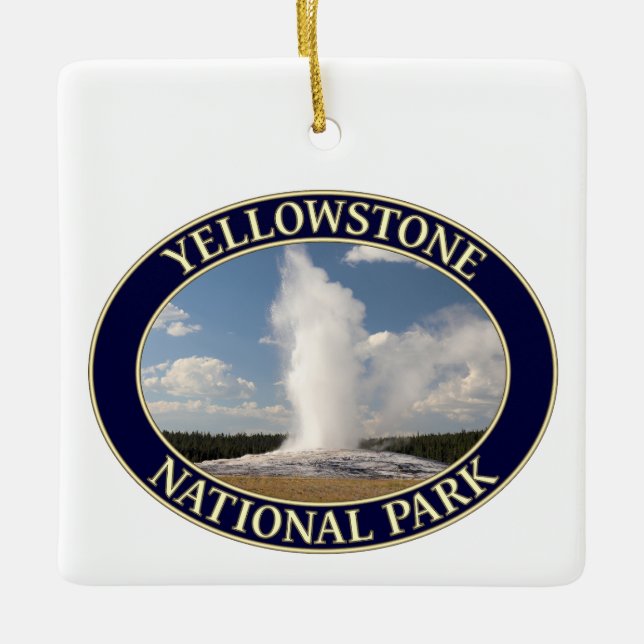 Old Faithful Geyser at Yellowstone National Park Ceramic Ornament (Front)