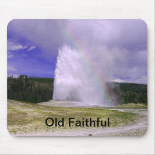 Old Faithful in Yellowstone National Park Mouse Mat