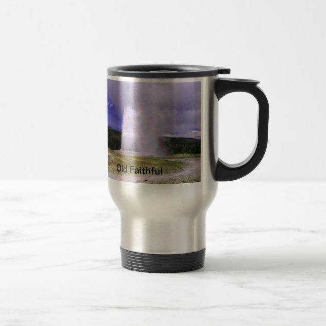 Old Faithful in Yellowstone National Park Travel Mug (Right)
