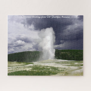 Old Faithful Montana.Christmas Greetings Jigsaw Puzzle