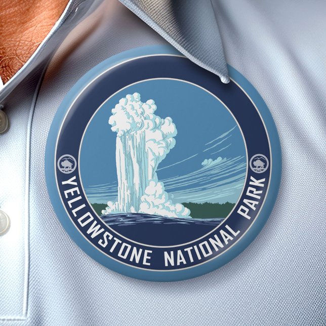 Old Faithful - Yellowstone National Park 7.5 Cm Round Badge (National Park Button)