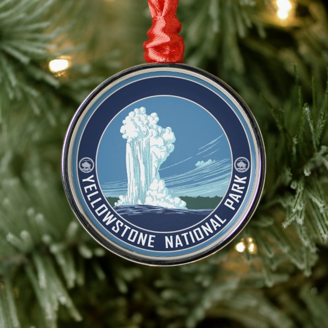 Old Faithful - Yellowstone National Park Souvenir Metal Tree Decoration (Tree)