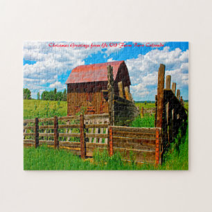 Old Farm Barn Colorado.Christmas Greetings Jigsaw Puzzle