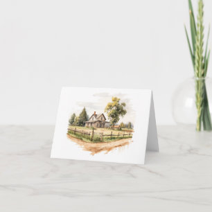Old Farm House Country Scene BLANK Card