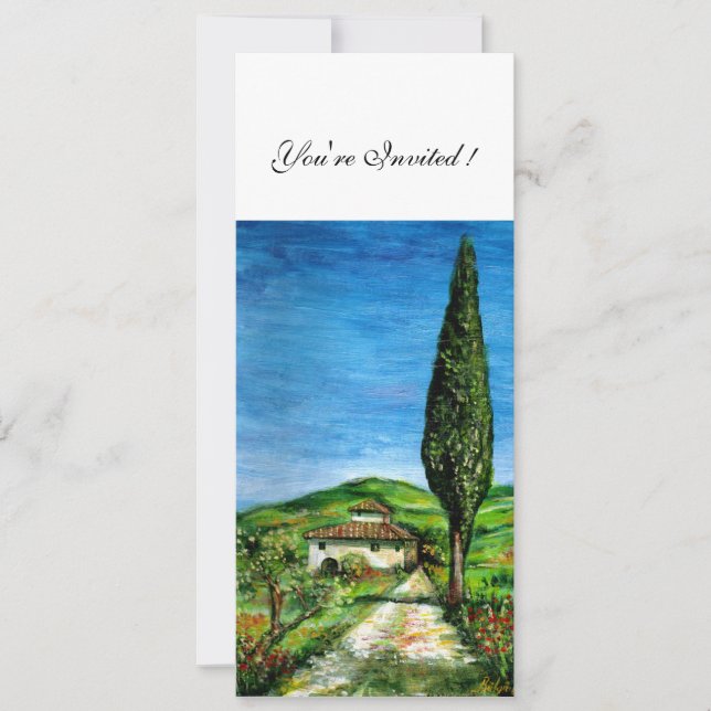 OLD FARM HOUSE IN CHIANTI, blue green red white Invitation (Front)